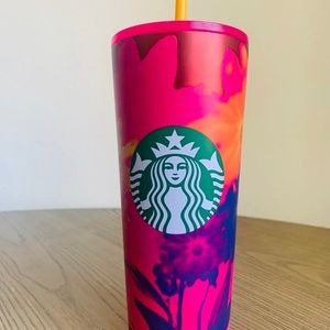 Starbucks Floral Stainless Steel Cup Pink Tumbler Cold Venti 24oz New 2022